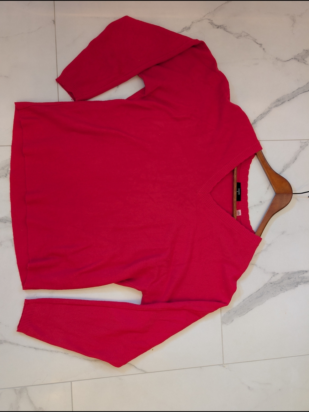 Tahari Hot Pink V-Neck Sweater
